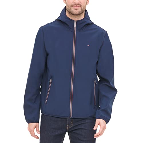 Tommy Hilfiger Herren Performance Softshelljacke mit Kapuze Windbreaker Jacke, Midnight, Groß von Tommy Hilfiger