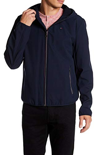 Tommy Hilfiger Herren Performance Softshelljacke mit Kapuze Windbreaker Jacke, Midnight, Groß von Tommy Hilfiger