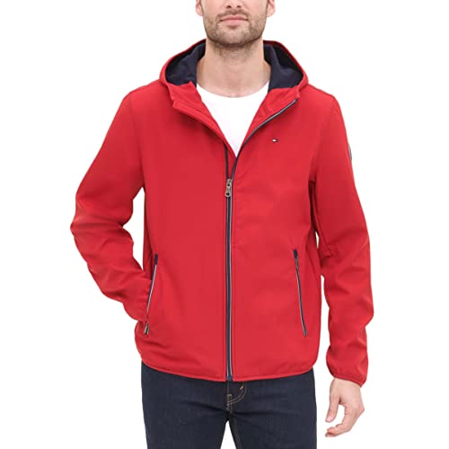 Tommy Hilfiger Herren Performance Softshelljacke mit Kapuze Windbreaker Jacke, Tommy Red, XXL von Tommy Hilfiger