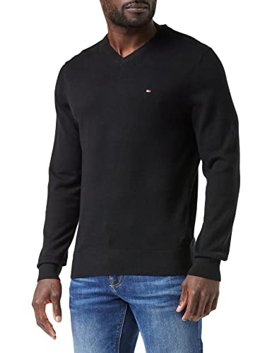 Tommy Hilfiger Herren Pullover Cashmere V Neck Strickpullover, Schwarz (Black), S von Tommy Hilfiger