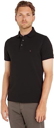 Tommy Hilfiger Herren Poloshirt Kurzarm 1985 Slim Slim Fit, Schwarz (Black), XS von Tommy Hilfiger