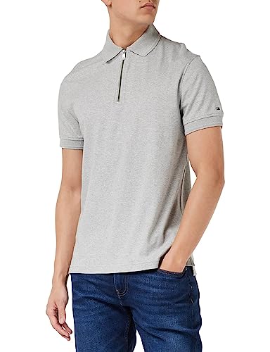 Tommy Hilfiger Herren Poloshirt Kurzarm DC Interlock Slim Fit, Grau (Light Grey Heather), M von Tommy Hilfiger