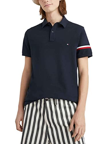 Tommy Hilfiger Herren Poloshirt Kurzarm Regular Fit, Blau (Desert Sky), XS von Tommy Hilfiger