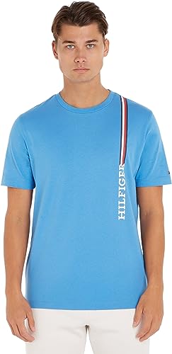 Tommy Hilfiger Herren T-Shirt Kurzarm Rundhalsausschnitt, Blau (Iconic Blue), S von Tommy Hilfiger