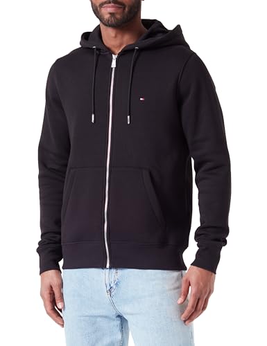 Tommy Hilfiger Herren Strickjacke Cardigan mit Reißverschluss Classic Flag Zip Through Hoody Zipper, Schwarz (Black), XXXL von Tommy Hilfiger