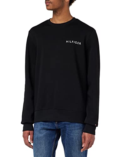 Tommy Hilfiger Herren Sweatshirt Pop Color ohne Kapuze, Schwarz (Black), S von Tommy Hilfiger