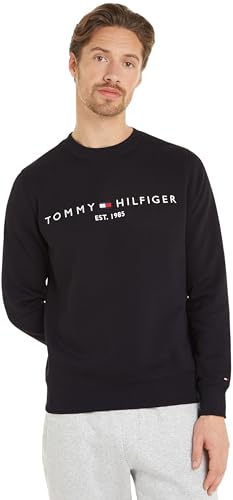Tommy Hilfiger Herren Sweatshirt Tommy Logo Sweatshirt ohne Kapuze, Schwarz (Black), XXXL von Tommy Hilfiger