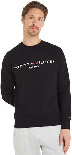 Tommy Hilfiger Herren Sweatshirt Tommy Logo Sweatshirt ohne Kapuze, Schwarz (Black), XXL von Tommy Hilfiger