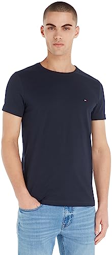 Tommy Hilfiger Herren T-Shirt Kurzarm Core Stretch Slim Fit, Blau (Desert Sky), 3XL von Tommy Hilfiger