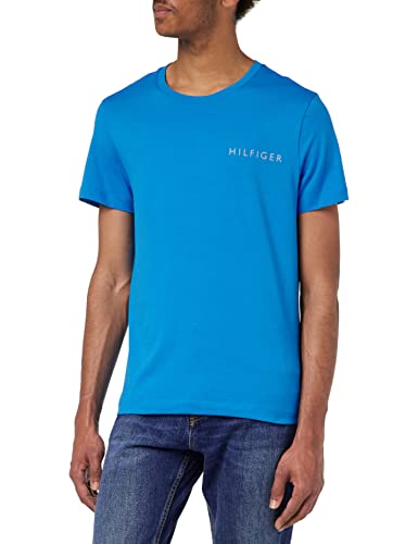 Tommy Hilfiger Herren T-Shirt Kurzarm Pop Color Rundhalsausschnitt, Blau (Shocking Blue), XS von Tommy Hilfiger