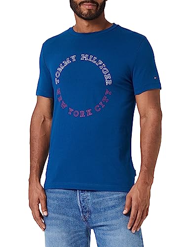 Tommy Hilfiger Herren T-Shirt Kurzarm Rundhalsausschnitt, Blau (Deep Indigo), S von Tommy Hilfiger