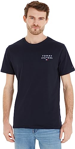 Tommy Hilfiger Herren T-Shirt Kurzarm Rundhalsausschnitt, Blau (Desert Sky), S von Tommy Hilfiger