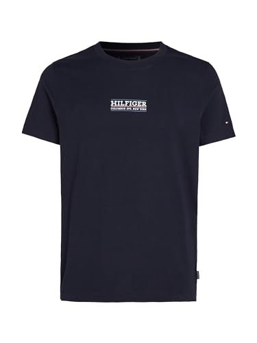 Tommy Hilfiger Herren T-Shirt Kurzarm Rundhalsausschnitt, Blau (Desert Sky), XS von Tommy Hilfiger