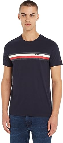 Tommy Hilfiger Herren T-Shirt Kurzarm Rundhalsausschnitt, Blau (Desert Sky), XS von Tommy Hilfiger