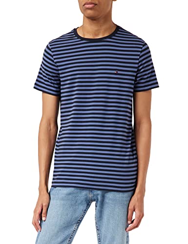 Tommy Hilfiger Herren T-Shirt Kurzarm Rundhalsausschnitt, Blau (Faded Indigo/Desert Sky), S von Tommy Hilfiger