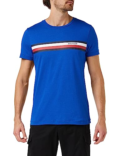 Tommy Hilfiger Herren T-Shirt Kurzarm Rundhalsausschnitt, Blau (Ultra Blue), M von Tommy Hilfiger