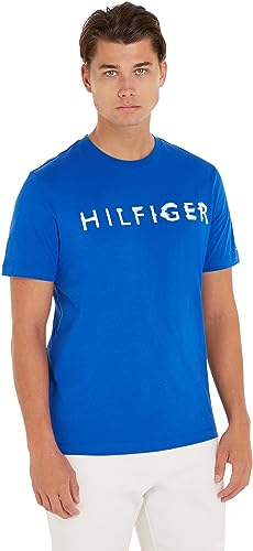 Tommy Hilfiger Herren T-Shirt Kurzarm Rundhalsausschnitt, Blau (Ultra Blue), M von Tommy Hilfiger