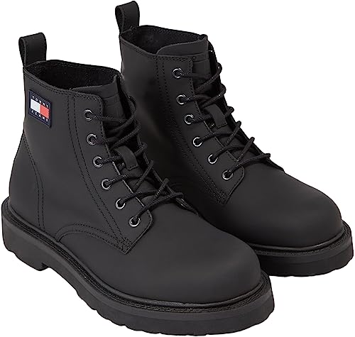 Tommy Jeans Herren Mid Boot Stiefel Lace Up zum Schnüren, Schwarz (Black), 46 von Tommy Jeans