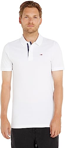 Tommy Jeans Herren Tjm Slim Placket Dm0dm15370 Kurzarm Poloshirts, Weiß, M EU von Tommy Jeans