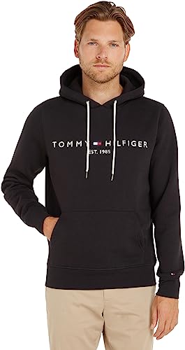 Tommy Hilfiger Herren Hoodie Core Tommy Logo mit Kapuze, Schwarz (Jet Black), XXL von Tommy Hilfiger