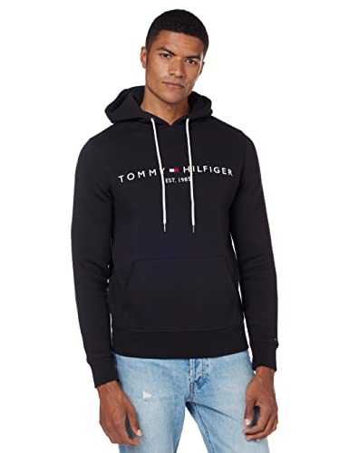 Tommy Hilfiger Herren Hoodie Core Tommy Logo mit Kapuze, Schwarz (Jet Black), S von Tommy Hilfiger