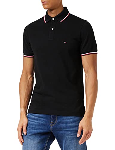 Tommy Hilfiger Herren Poloshirt Kurzarm Core Tommy Tipped Slim Fit, Schwarz (Black), S von Tommy Hilfiger