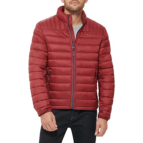 Tommy Hilfiger Herren Ultra Loft Lightweight Packable Puffer Jacket (Standard and Big & Tall) Daunenalternativer Mantel, Rot/Ausflug, einfarbig (Getaway Solids), XL von Tommy Hilfiger