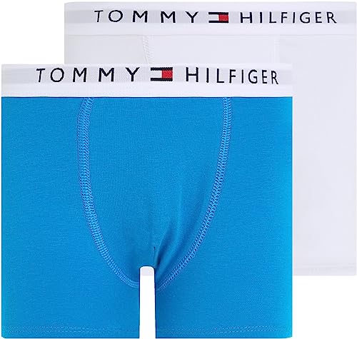 Tommy Hilfiger Jungen 2er Pack Boxershorts Trunks Unterwäsche, Mehrfarbig (Cerulean Aqua / White), 4-5 Jahre von Tommy Hilfiger