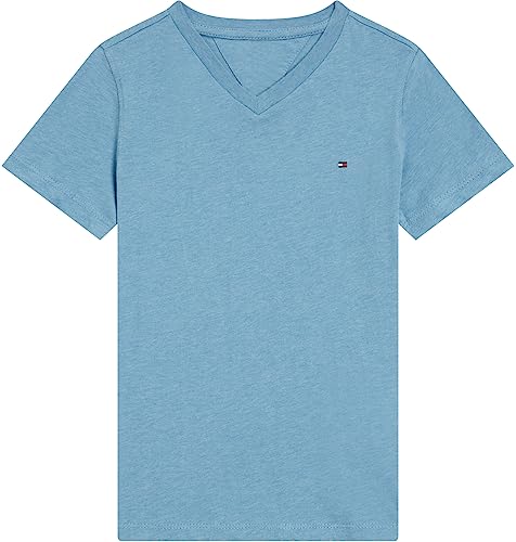 Tommy Hilfiger Jungen T-Shirt Kurzarm V-Ausschnitt, Blau (Dark Allure Heather), 18 Monate von Tommy Hilfiger