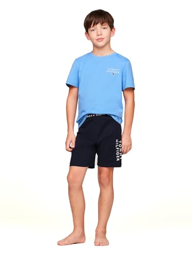 Tommy Hilfiger Jungen Pyjama-Set Basic Kurz, Blau (Blue Spell/Desert Sky), 8-10 Jahre von Tommy Hilfiger