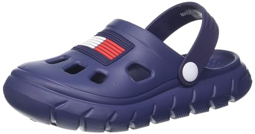 Tommy Hilfiger Kinder Flag Comfy Sandal - Clogs Bade-Latschen Haus-Schuhe Strand, Farbe:Blau, Schuhe NEU:EU24/25 von Tommy Hilfiger