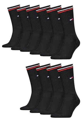 Tommy Hilfiger Lifestyle Crew Socken/lange Tennissocken für Damen & Herren 10-er Pack, Farbe:Schwarz, Socken & Strümpfe:39-42 von Tommy Hilfiger