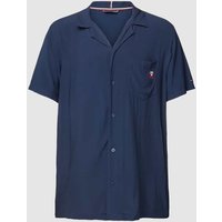 Tommy Hilfiger Pyjama-Oberteil aus Viskose mit Label-Detail Modell 'WOVEN' in Marine, Größe L von Tommy Hilfiger