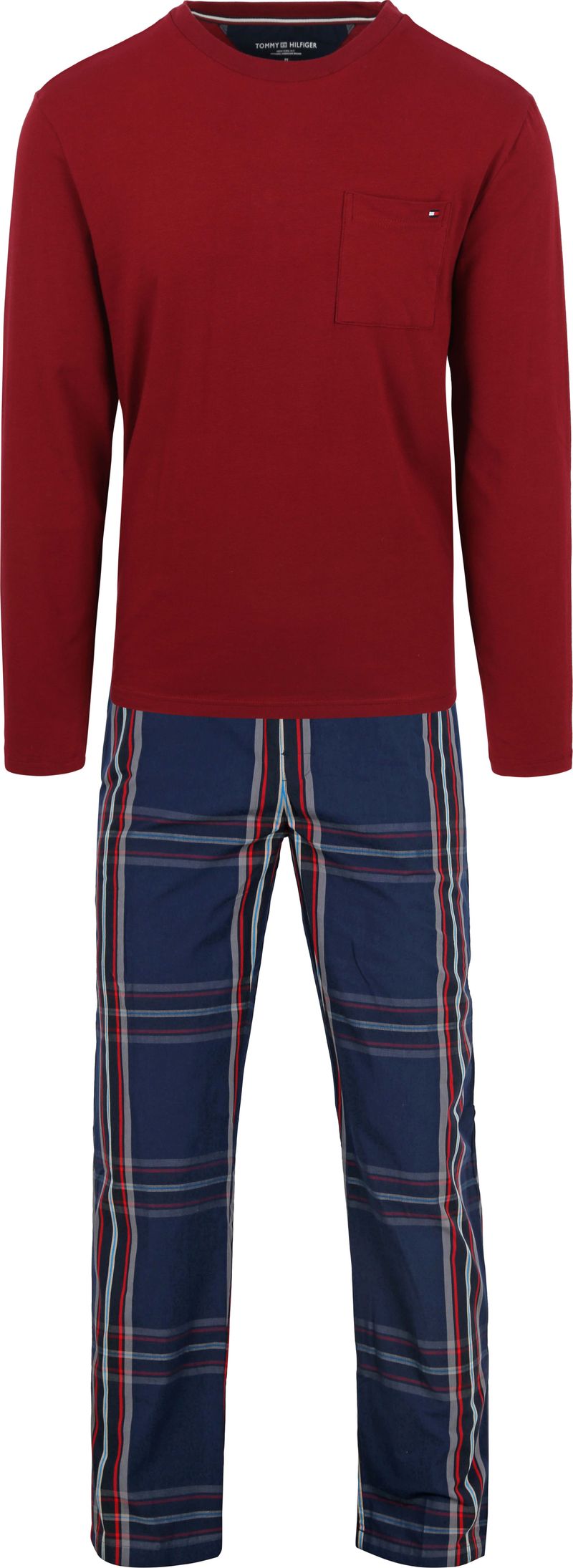 Tommy Hilfiger Pyjama Set Rot/Blau - Größe L von Tommy Hilfiger