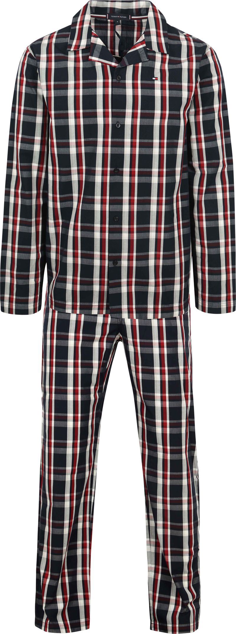 Tommy Hilfiger Pyjama Set Karomuster Dunkelblau - Größe XL von Tommy Hilfiger