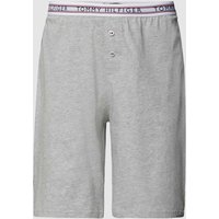 Tommy Hilfiger Pyjama-Shorts mit Logo-Stitching in Hellgrau, Größe M von Tommy Hilfiger