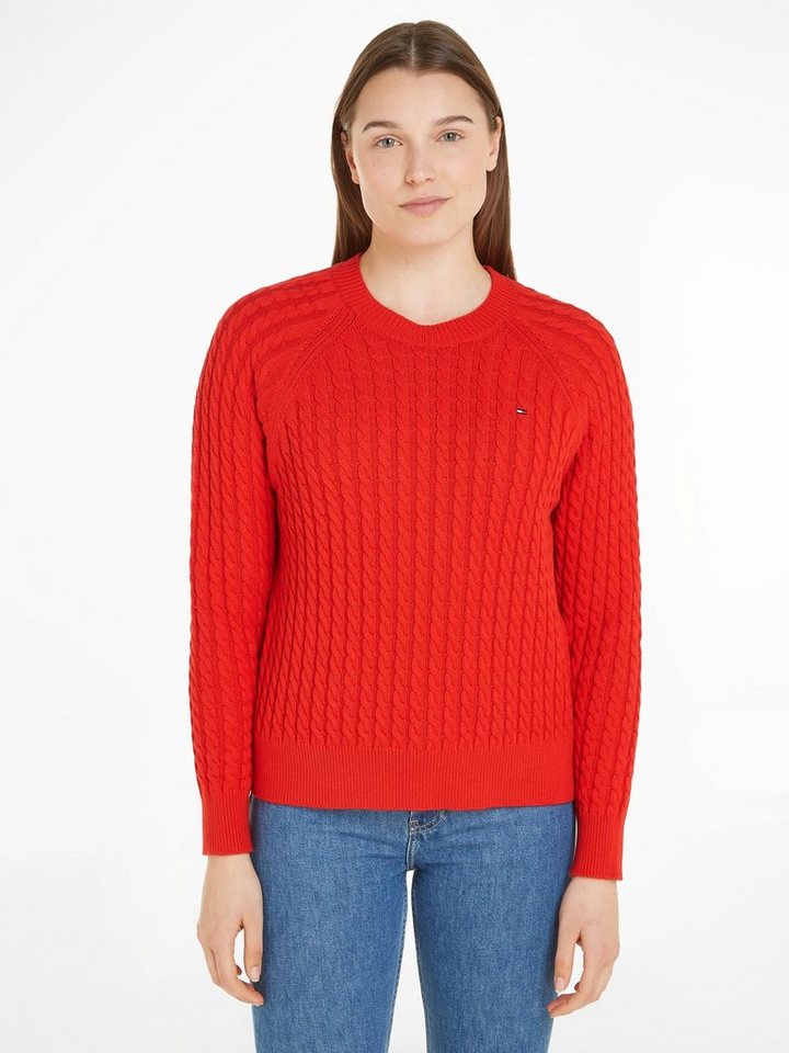 Tommy Hilfiger Rundhalspullover CO CABLE C-NK SWEATER mit Zopfmuster von Tommy Hilfiger