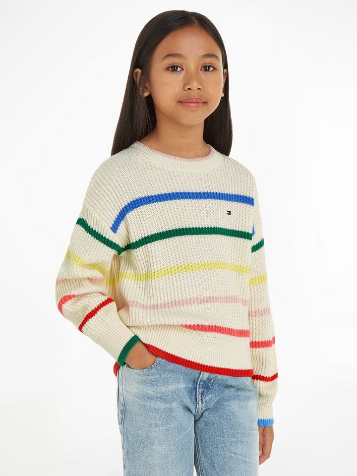 Tommy Hilfiger Strickpullover MULTI STRIPE STRUCTURE CREW Kinder bis 16 Jahre von Tommy Hilfiger