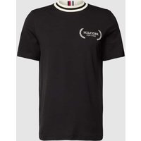 Tommy Hilfiger T-Shirt mit Label-Stitching Modell 'LAUREL' in Black, Größe L von Tommy Hilfiger