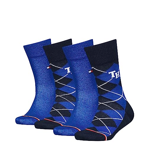 Tommy Hilfiger Unisex Kids CLSSC Sock, Blue Combo, 27/30 (4er Pack) von Tommy Hilfiger