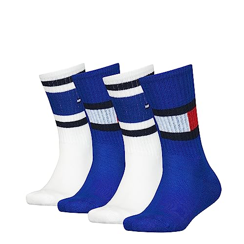 Tommy Hilfiger Unisex Kids Crew Sock, Ultra Blue, 27/30 (4er Pack) von Tommy Hilfiger