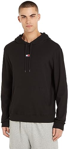 Tommy Jeans Herren Hoodie Rib mit Kapuze, Schwarz (Black), L von Tommy Hilfiger