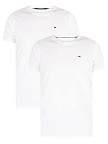 Tommy Jeans Herren T-Shirt Kurzarm TJM Slim Slim Fit, Weiß (White/White), L von Tommy Jeans