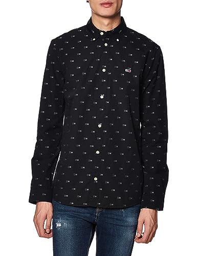 Tommy Jeans Herren TJM Essential Dobby Shirt DM0DM15111 Hemden, Schwarz, M von Tommy Hilfiger