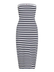 Damen Sommerkleid TJW LOGO TAPE STRIPE TUBE DRESS schulterfrei von Tommy Jeans