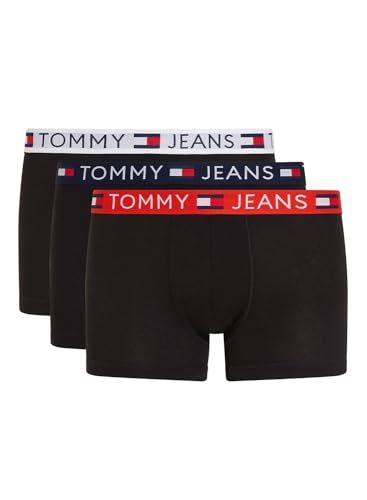 TOMMY JEANS Herren 3P Trunk WB Retroshorts, Hot Heat/White/Drk Ngh NVY, von Tommy Jeans