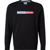 TOMMY JEANS Herren Sweatshirt schwarz Baumwolle Logo und Motiv von Tommy Jeans