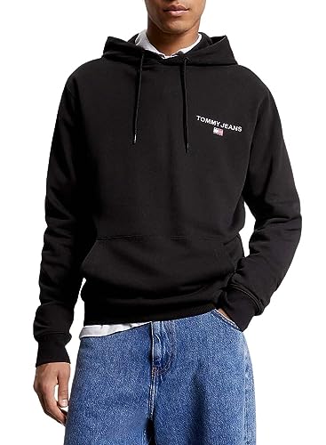 Tommy Jeans Herren Hoodie Regular Entry Graphic mit Kapuze, Schwarz (Black), L von Tommy Hilfiger