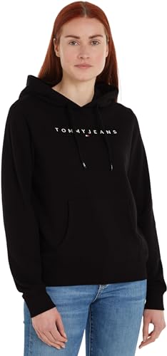 Tommy Jeans Damen TJW REG LINEAR HOODIE DW0DW17324, Black (Black), L von Tommy Hilfiger