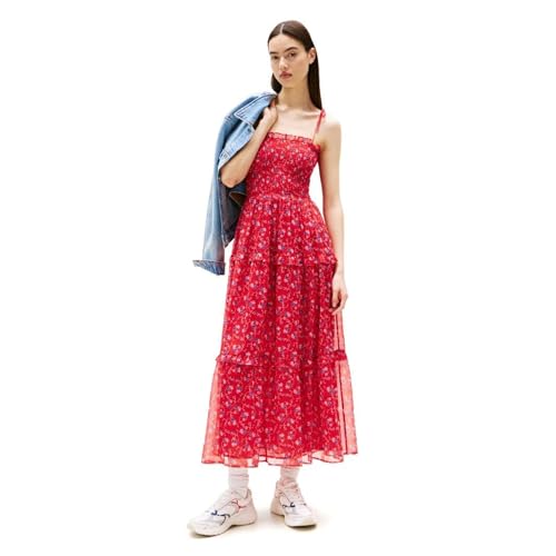 Tommy Jeans Damen Maxi Sundress with Floral Print Kleid, Rote kleine Blumen AOP, Groß Tommy Jeans Damen Maxi Sundress with Floral Print Kleid, Rote kleine Blumen AOP, Groß von Tommy Jeans